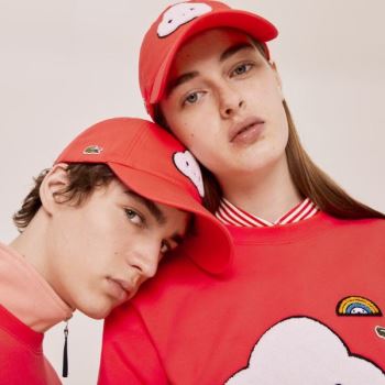 Lacoste Lacoste x FriendsWithYou Cotton Print Cap - Čepice Pánské Červené | CZ-cfjO9B